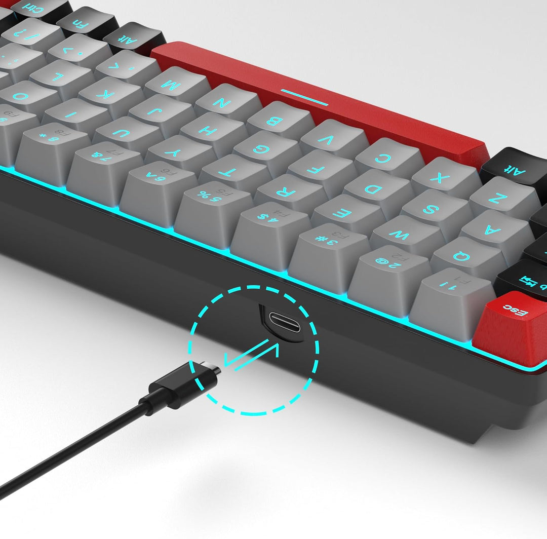 MageGee MK-Box Tragbare 60 % mechanische Gaming-Tastatur, blaue LED-Hintergrundbeleuchtung, kompakte