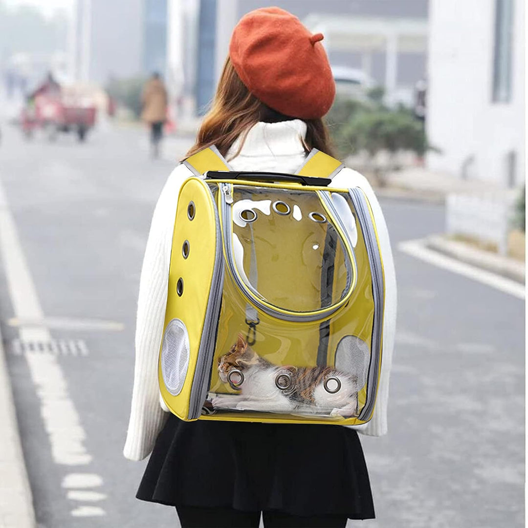 PETCUTE Hunderucksack,Atmungsaktive Transparente Katzenrucksack,Transporttasche Haustier Rucksack mi