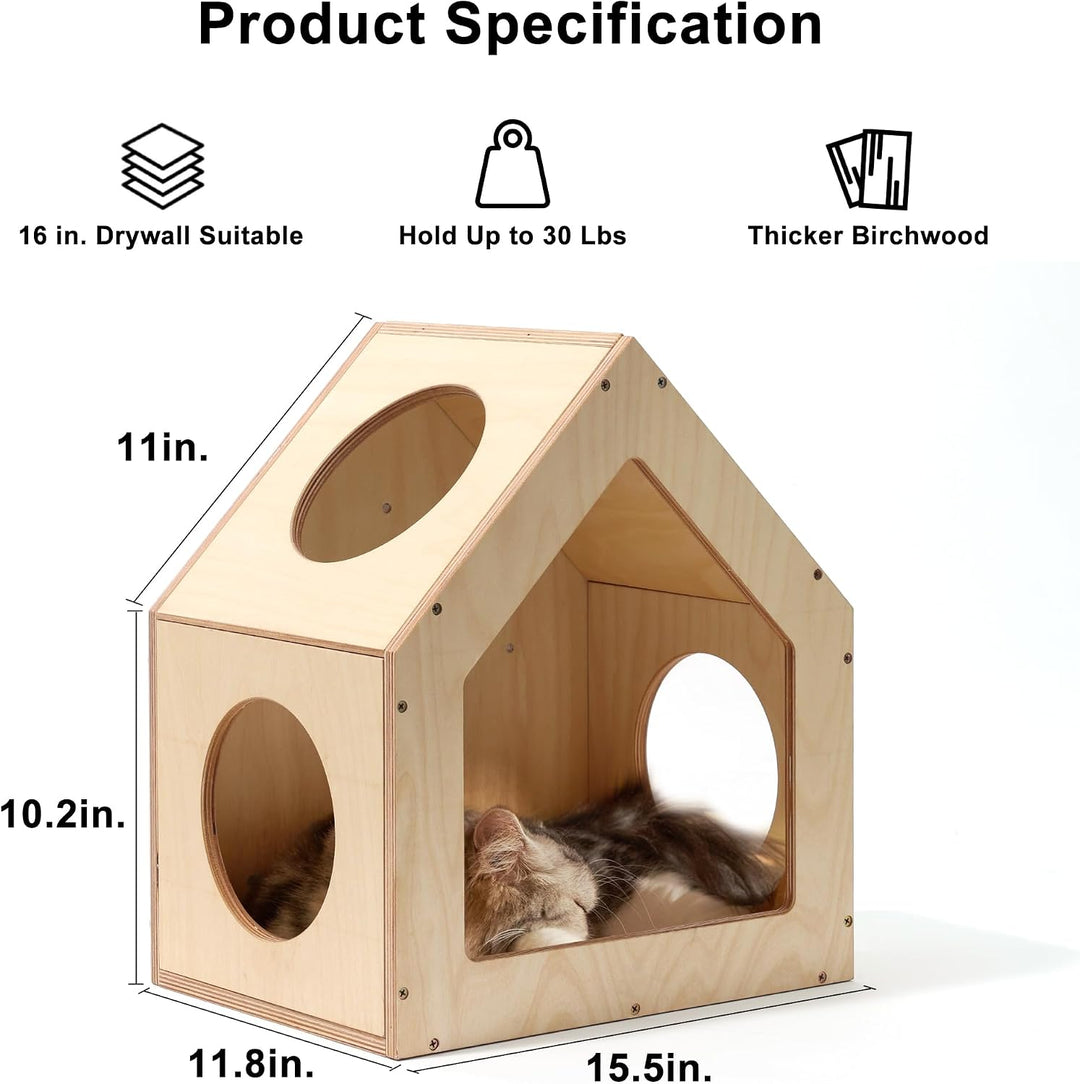FUKUMARU Katzen Wand, Wandmontiertes Katzenhaus aus hochwertigem Birkensperrholz - Perfekter Ort zum