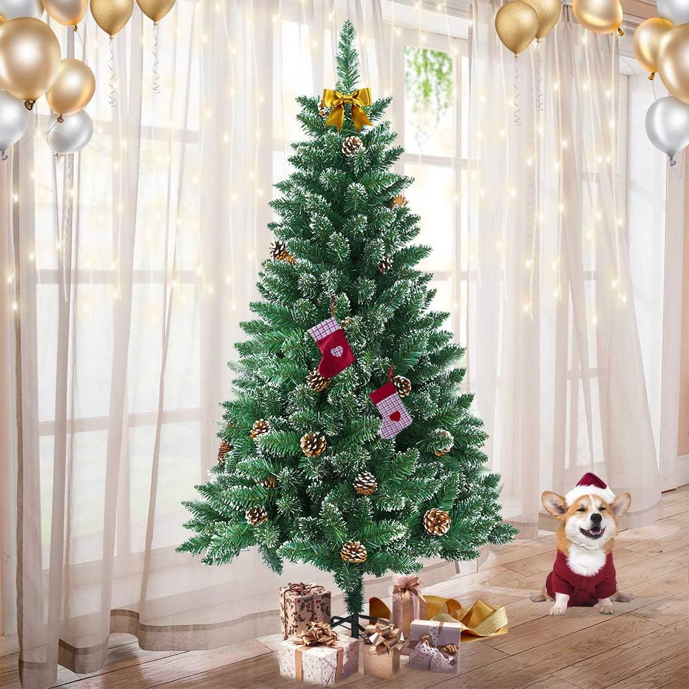 HENGMEI 150cm PVC Weihnachtsbaum Tannenbaum Christbaum Grün künstlicher mit Metallständer ca. 300 Sp