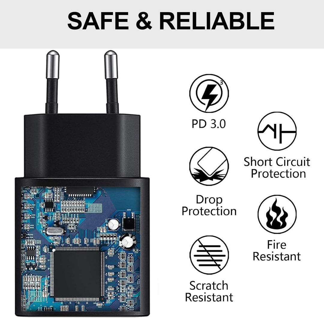 2er-Pack 25W USB C Ladegerät Schnellladekabel für iPhone 17/16/15 Pro Max, Samsung Galaxy S26 S25 S2