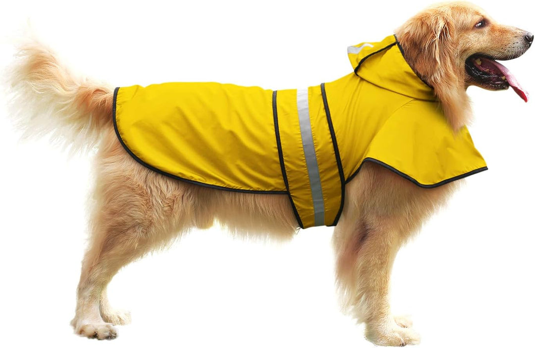 HDE Hunderegenmantel mit Kapuze für kleine bis grosse Hunde und Welpen (gelb, X-Large) XL gelb, XL g