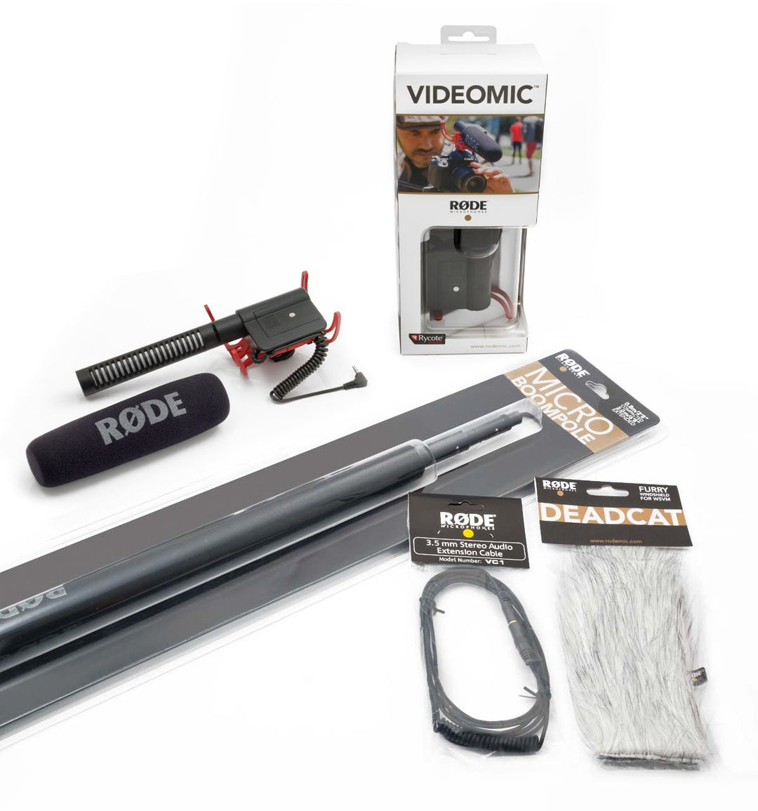 Rode Videomic Rycote Audio Essentials Kit (Richtmikrofon, Teleskop-Tonangel, Deadcat Windschutz, VC1
