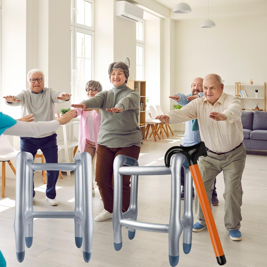 Aufblasbare Gehhilfe und Spazierstock, Aufblasbarer Rollator, Aufblasbare Gehhilfen, Rentner Kostüm,