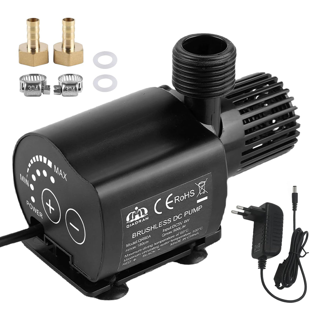 Wasserpumpe 12V, 800l/H 5m Tauchpumpe Brushless Mini Aquarium Pumpe, Springbrunnenpumpe für Teich Ga