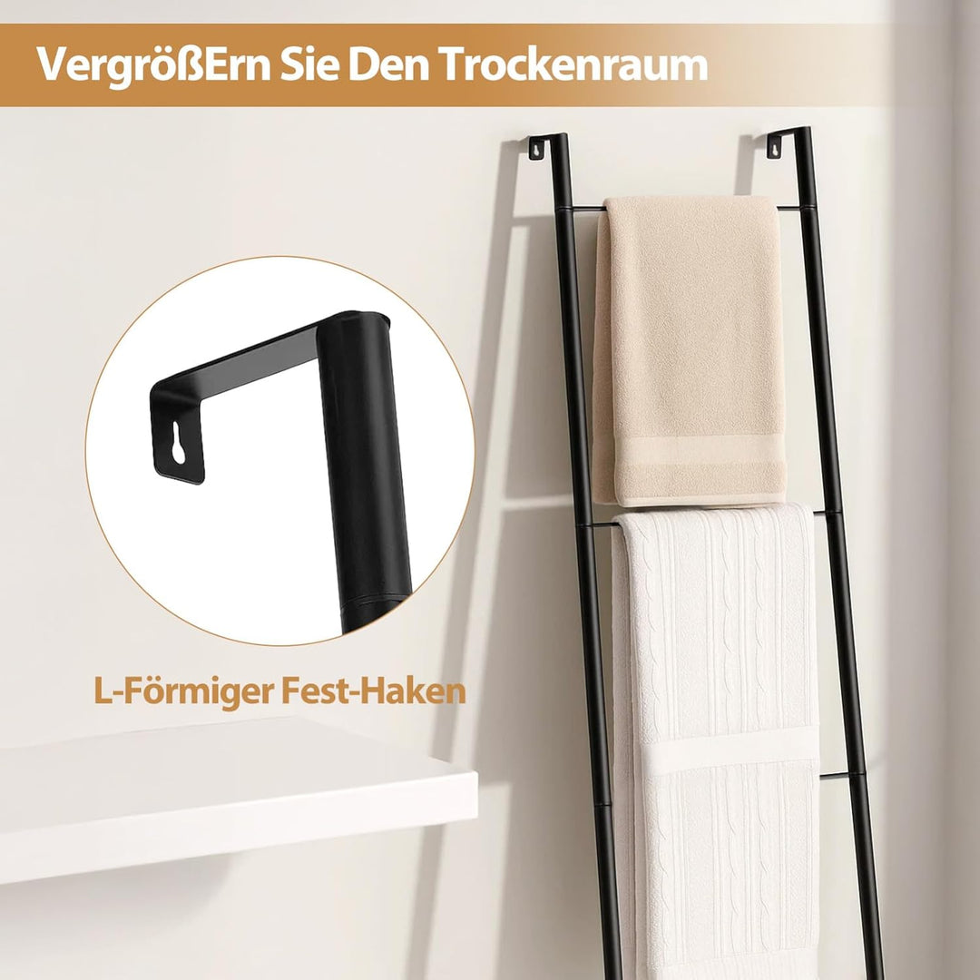 Industrie Design Handtuchhalter Stehend aus Metall 4-stöckige Handtuchleiter mit Rostfreier Schwarz