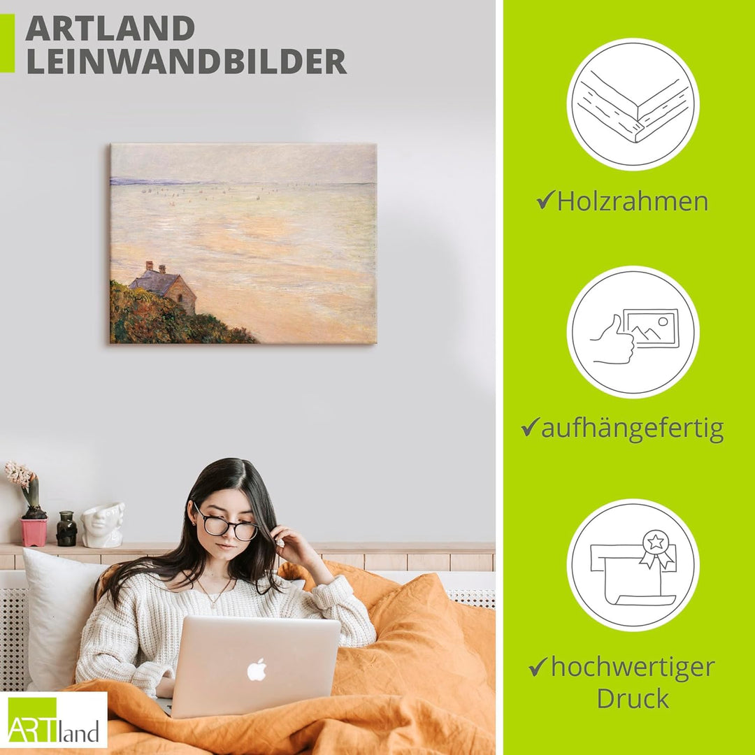 ARTland Leinwandbilder Wandbild Bild auf Leinwand 60x45 cm Wanddeko Landschaften Horizont Meer Stran