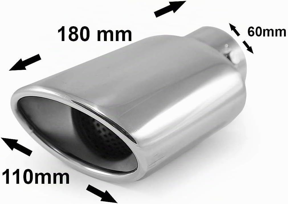 Auspuffblende Endrohr Auspuff Universell Schalldampf Edelstahl Oval bis 55mm Chrom AutoHobby