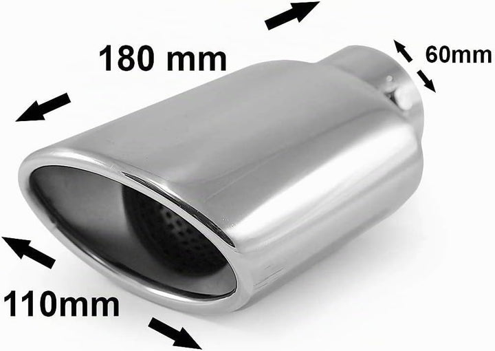 Auspuffblende Endrohr Auspuff Universell Schalldampf Edelstahl Oval bis 55mm Chrom AutoHobby