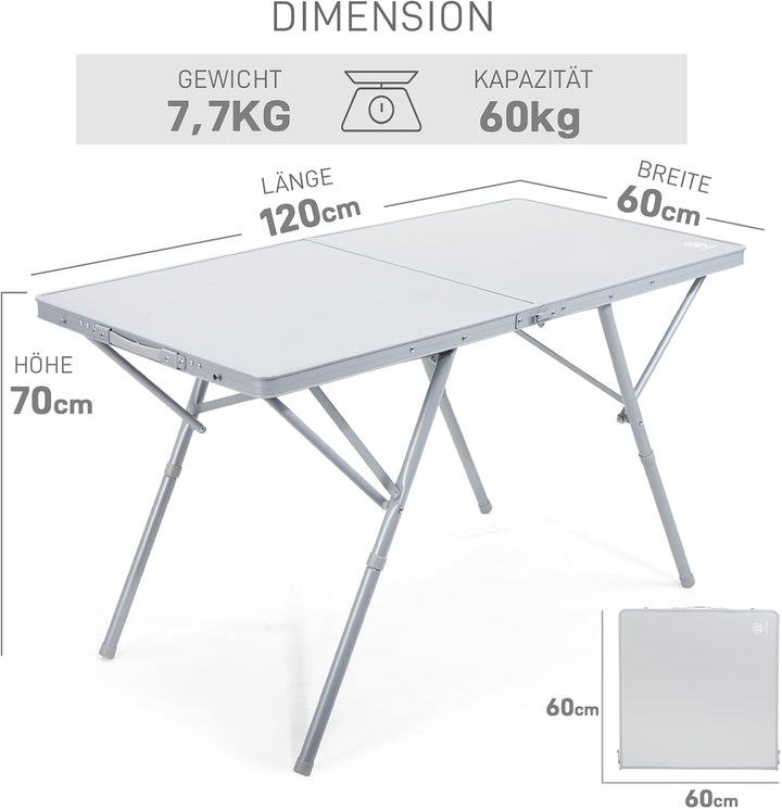 EVER ADVANCED Campingtisch faltbar 120x60cm Klapptisch XL für 4-6 Personen Falttisch bis 60kg Stabil
