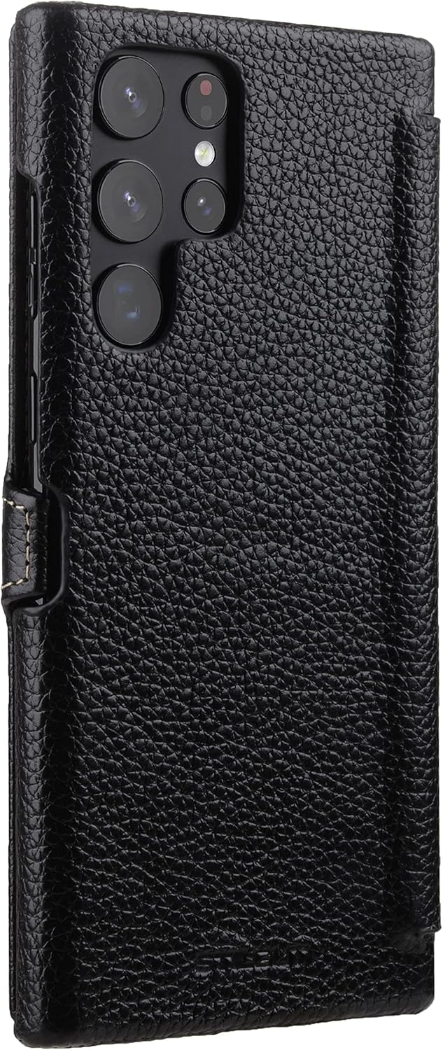 STILGUT Book Case kompatibel mit Samsung Galaxy S22 Ultra Hülle aus Leder mit Clip-Verschluss, Leder
