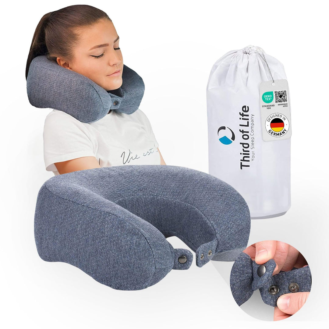 Nackenkissen ANDAR Quick-Dry | Ergonomisches Reise-Kissen mit schnell trocknendem Bezug & Memory-Foa