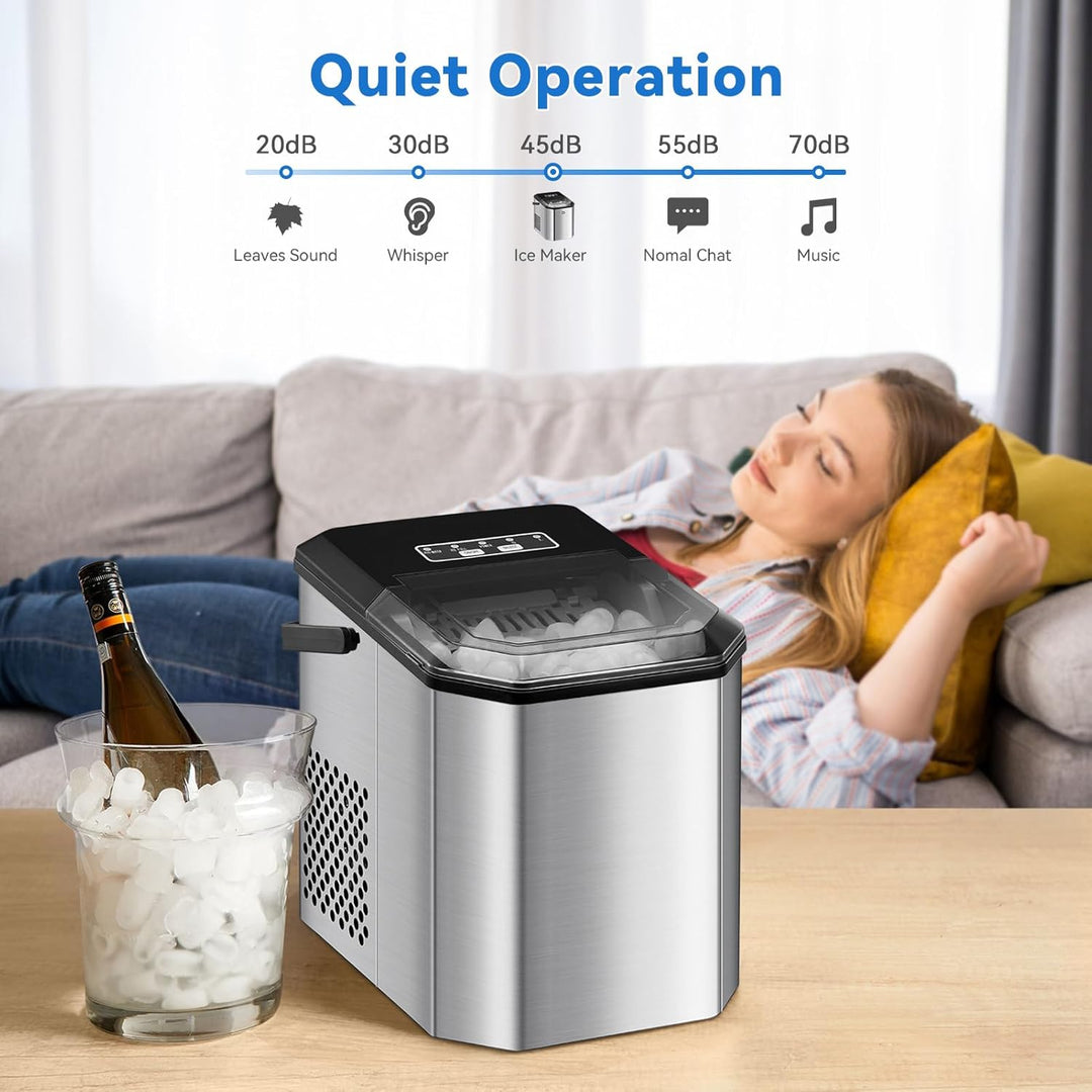 EiswüRfelmaschine 120W - Schnelle Eisproduktion (9 EiswüRfel In 6 Minuten), 26 Lbs/24h, Selbstreinig