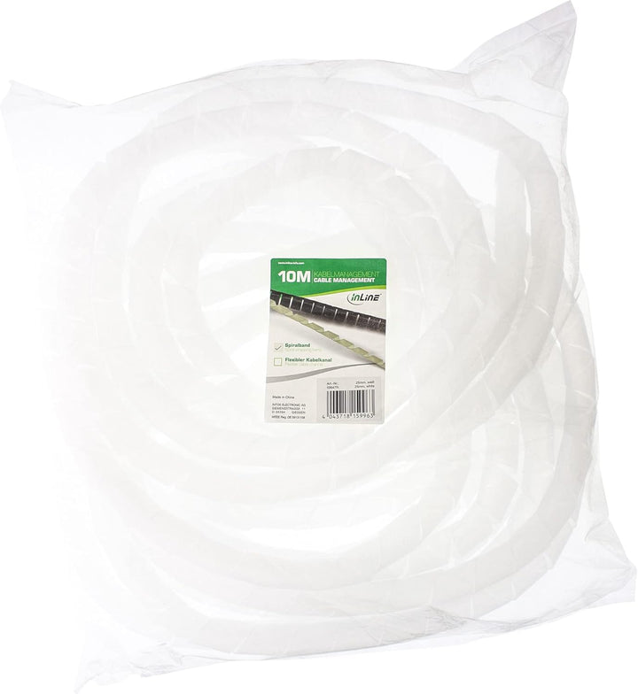 InLine 59947R Spiralband Kabelschlauch 10m, weiss, 25mm