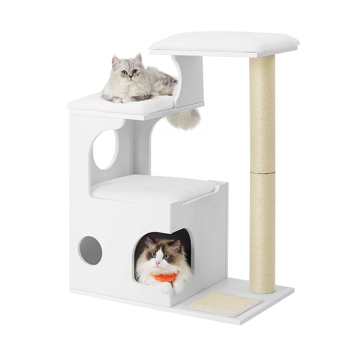 Feandrea Kratzbaum, 86 cm hoher Katzenbaum, Spanplatten-Katzenkratzbaum, mit Höhle, Liegeflächen, Sä