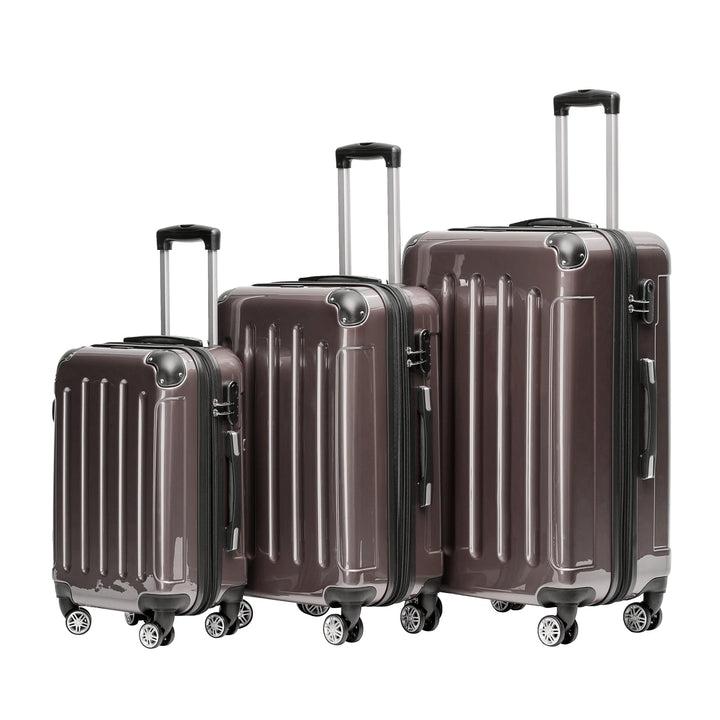 BEIBYE Hartschalen Koffer Trolley Rollkoffer Reisekoffer 4 Zwillingsrollen Polycabonat (Coffee, Koff