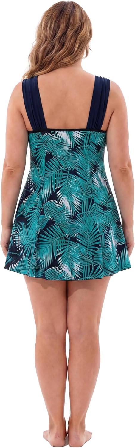 Wantdo Damen Badeanzüge Sommer Bauchweg Tankini Bademode mit Bügel Badekleid Einteiler Schlanke Stra