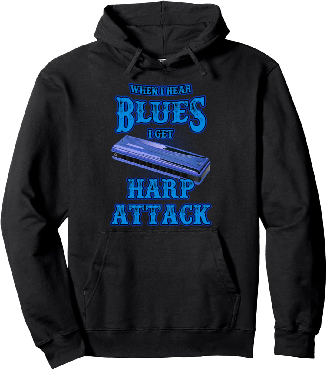 Blues Orchester Musiker Blasinstrument Mundharmonikaspieler Pullover Hoodie