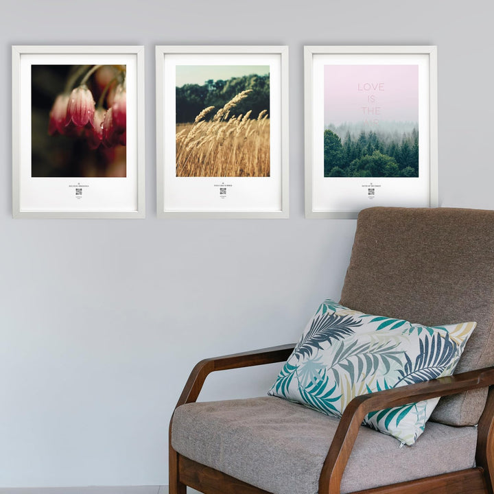 VALINA HÖRBAR RELAX | Hörbild | 3er-Set | Wald & Wiese 01 | Im Rahmen Weisser Rahmen 32,5cm 42,5cm,
