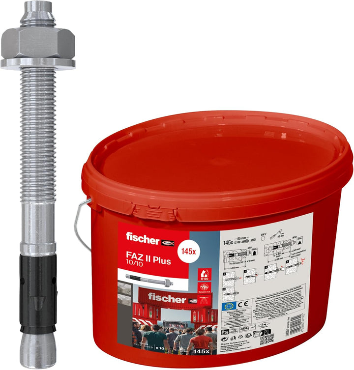 fischer Bolzenanker FAZ II Plus 10/10 gvz im Eimer, Schwerlastanker mit hoher Tragfähigkeit, Ankerbo