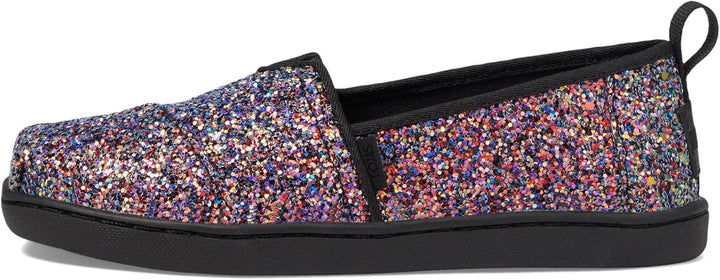 TOMS Mädchen Classic Alpargata Flacher Slipper 38 EU Schwarzer Grober Glitzer, 38 EU Schwarzer Grobe
