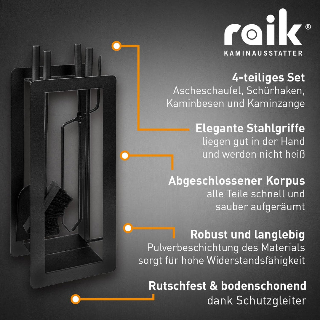raik R1014 Raik Kaminbesteck Theodor, 4-tlg, schwarz