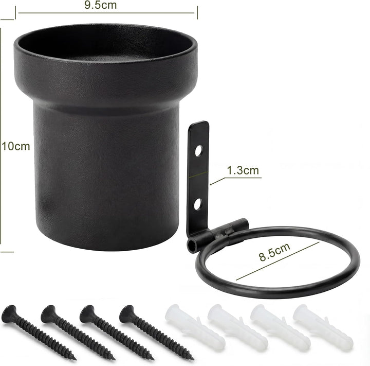 2 Stück Akustikpaneele Zubehör Ohne Bohren - Schwarz Metall Rund Klapphaken Blumentopf, Regal für Ak