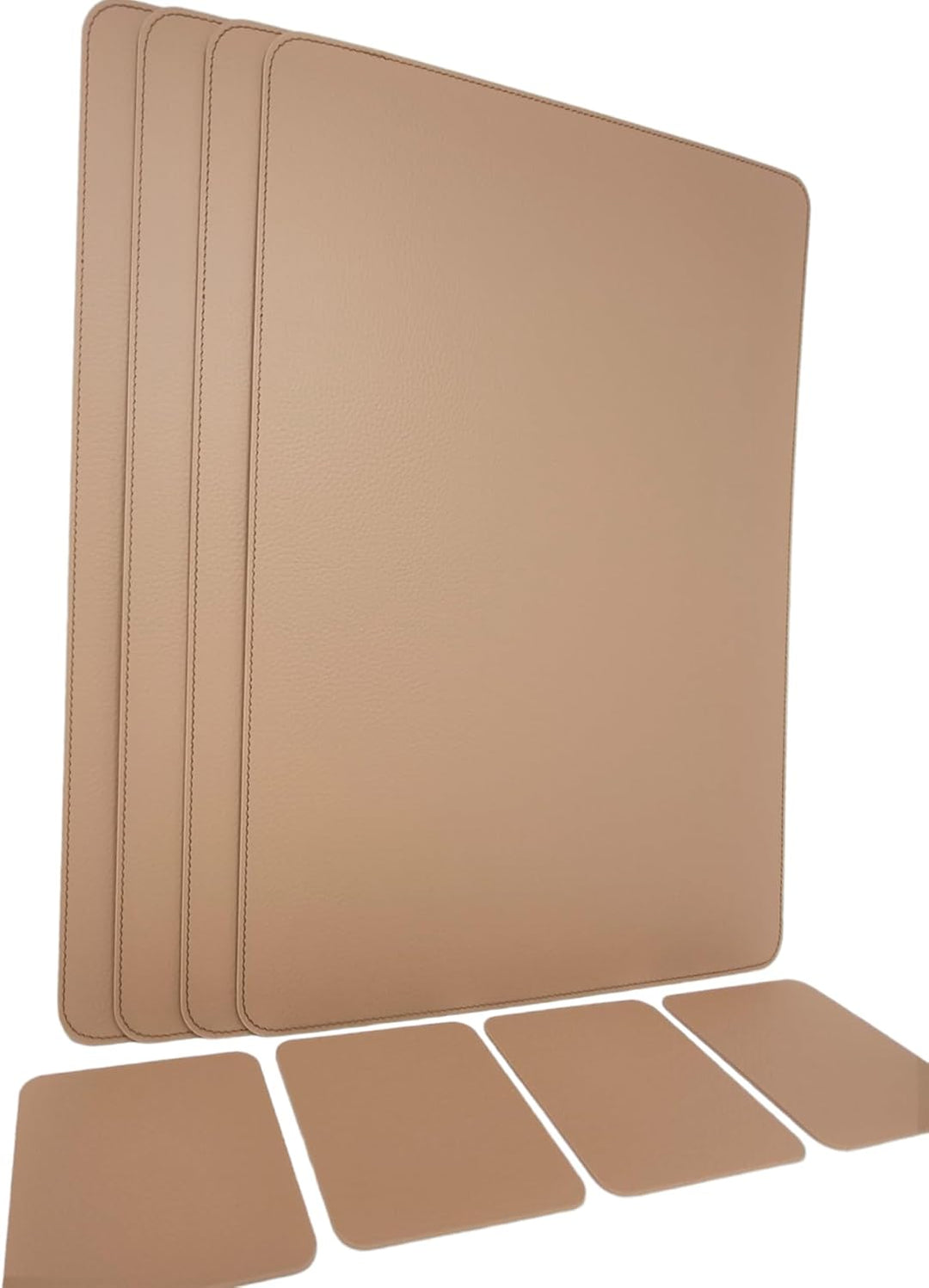 Nikalaz Platzsets und Untersetzer (4er Set) aus recyceltem Leder, Tischsets, 4 Stück Platzsets und 4