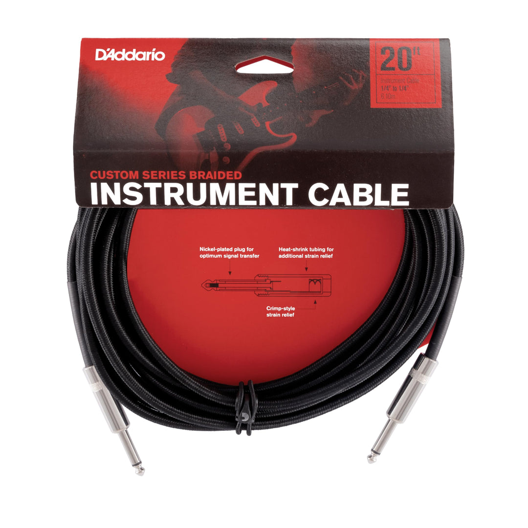 D'Addario Custom Series Instrumentenkabel mit Flechtschirm, Schwarz, 6 m