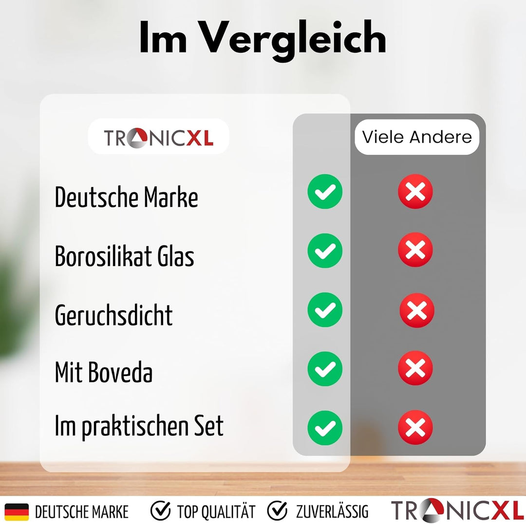 TronicXL 2x 700ml Vakuum Kräuter Borosilikat Glas Aufbewahrung Vorratsglas Ernte luftdicht Glasbehäl