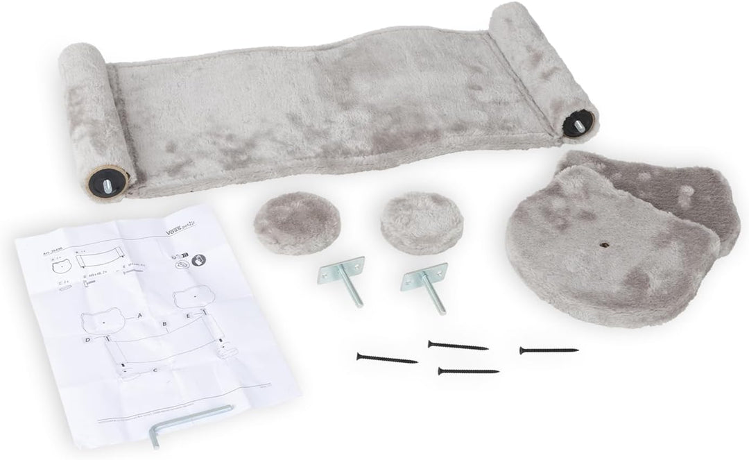 VOSS.PET Hängematte „Irma“ für Katzen, Liegematte mit Plüschstoff, zur Wandmontage