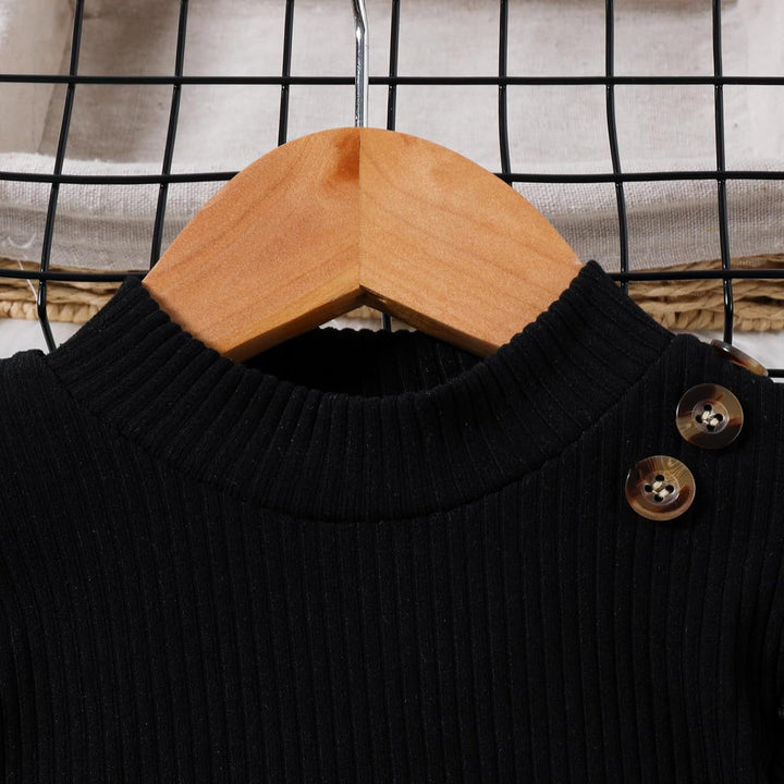 Kleinkind Baby Mädchen Kleidung Langarm Gerippte Oberteile Plaid Tweed Muster Rock Baskenmütze Herbs