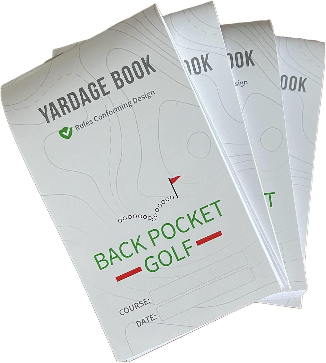 BACK POCKET GOLF Yardage Book (4er-Pack) – USGA-konform und hergestellt in den USA, unverzichtbar fü