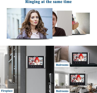 WOLILIWO Video Türklingel mit Kamera,3-familienhaus Video Doorbell Intercom with 7-Inch Monitor,Spre
