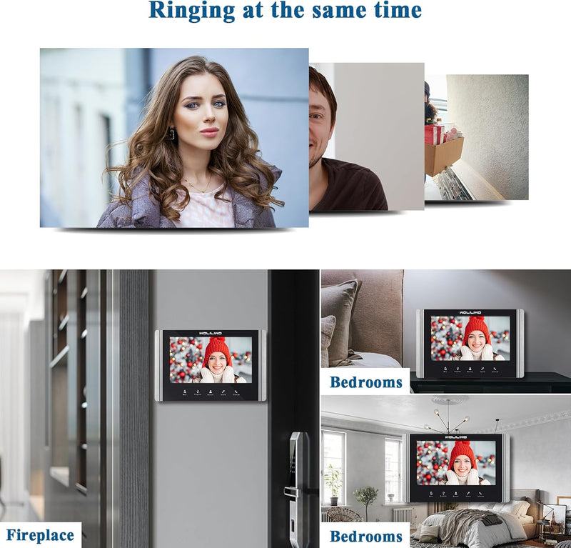 WOLILIWO Video Türklingel mit Kamera,3-familienhaus Video Doorbell Intercom with 7-Inch Monitor,Spre