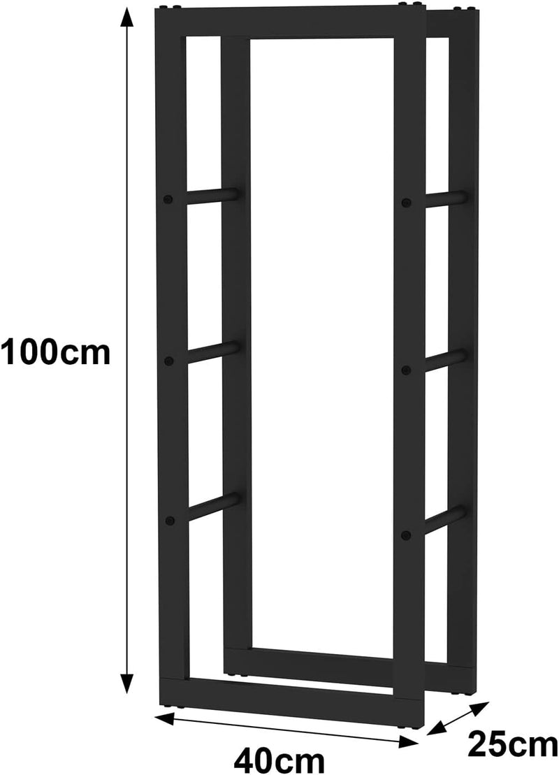 Toboli Kaminholzregal 100x25x40cm Brennholzständer aus pulverbeschichtetem Metall für innen u. ausse