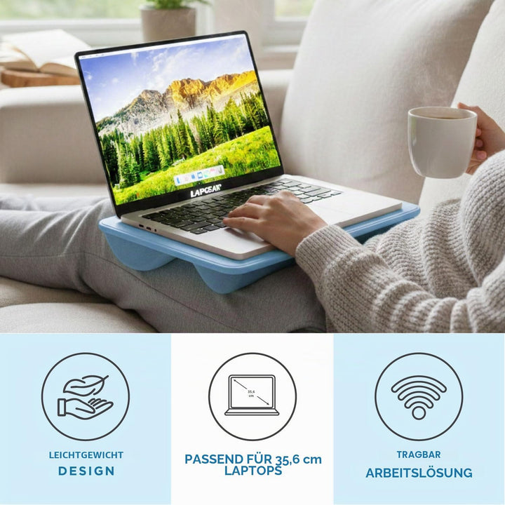 LAPGEAR Kompakter Schossschreibtisch – Alaskan Blue – passend für Laptops bis zu 38,1 cm (15 Zoll) –
