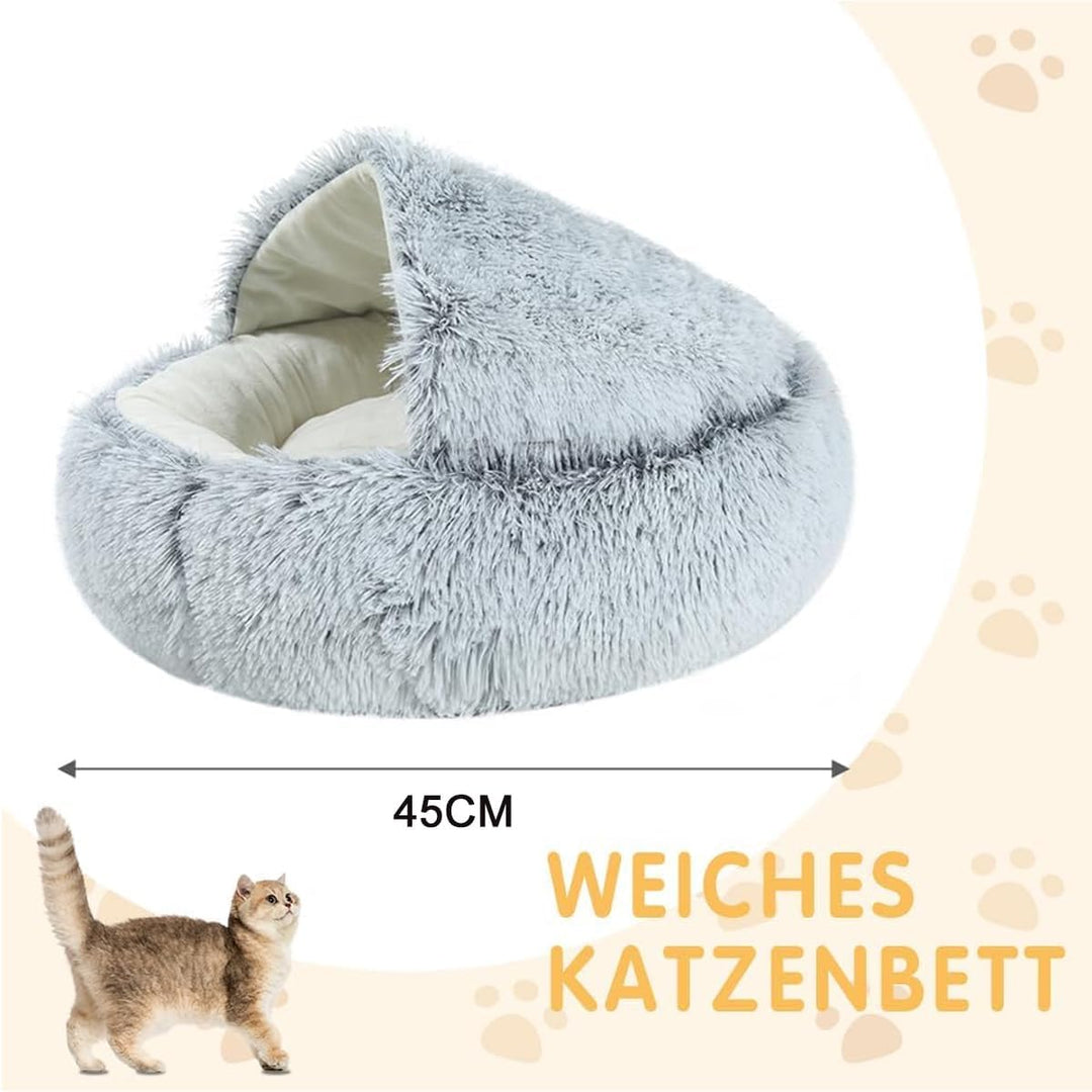 Flauschiges Katzenbett, rund, weiches Plüsch, Kleine Hunde und Katzen Haustierbett Waschbar rutschfe
