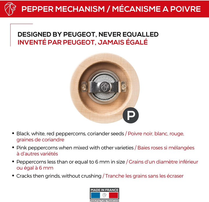 PEUGEOT 870418 Pfeffermühle 18cm Buche N natur Peugeot-Mahlwerk Single, Single