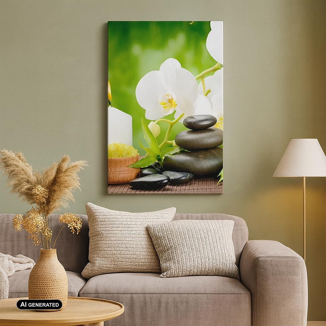 Bilder auf Leinwand Blume aromatherapie spa Leinwandbild mit Rahmen 45x80cm Wandbilder Dekoration Wo