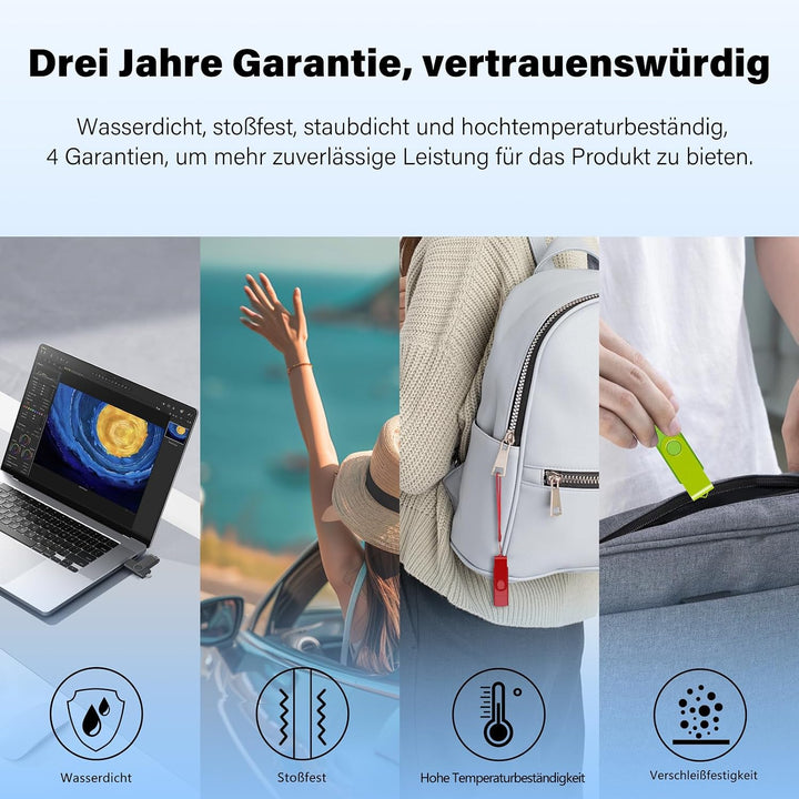 TEWENE USB C Stick 16GB 10er-Pack, USB 2.0 Speicherstick Flash Drive | Drehbares 2-in-1 USB-A &amp; USB-
