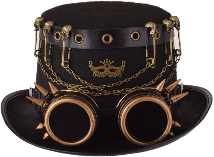 GRACEART Damen Tierohren Steampunk Hut mit Brille Bronze, Style-15, L L Style-15, L Style-15