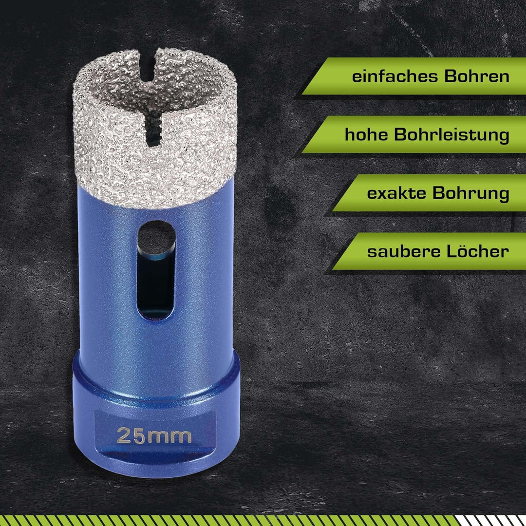 Profi Fliesenbohrer 25mm x M14 - Diamantbohrer für harte Fliesen, Feinsteinzeug uvm. Diamantbohrkron
