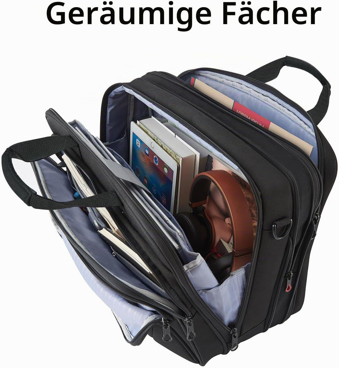 KROSER Laptoptasche 17,3 Zoll Premium Laptop Aktentasche, erweiterbar wasserabweisend Laptop Schulte