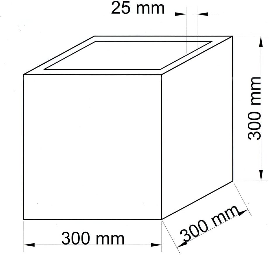 Elegant Einrichten Blumenkübel Fiberglas quadratisch 30x30x30cm Hochglanz weiss