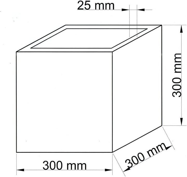 Elegant Einrichten Blumenkübel Fiberglas quadratisch 30x30x30cm Hochglanz weiss