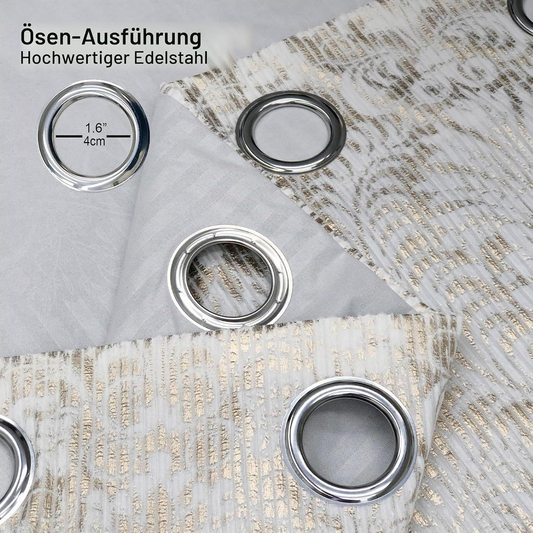 always4u Verdunkelungsvorhang, 2 Stück, 100 % Verdunklung, aus goldfarbenem Samt, mit Ösen, Thermovo