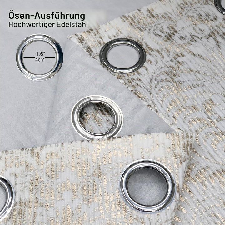always4u Verdunkelungsvorhang, 2 Stück, 100 % Verdunklung, aus goldfarbenem Samt, mit Ösen, Thermovo