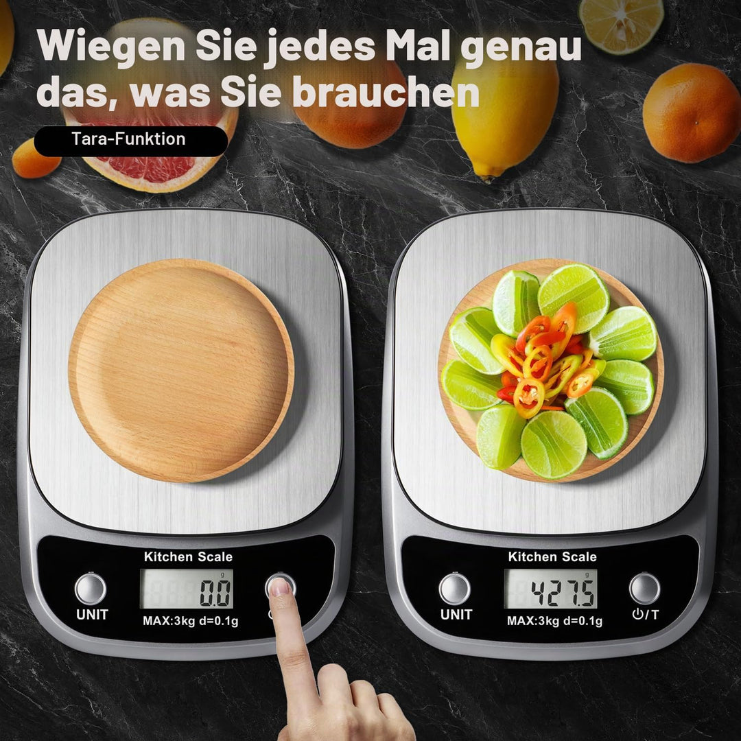 Lebensmittel Küchenwaage Digital Gewicht Gramm und Oz，Professionelle kleine digitale Küchenwaage 3kg