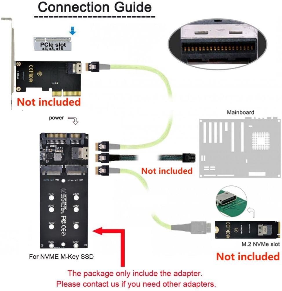 chenyang M.2 NVME PCIE SSD auf SFF-8654 ＆ NGFF SATA SSD auf SATA 2 in 1 Combo Adapter für Mainboard(